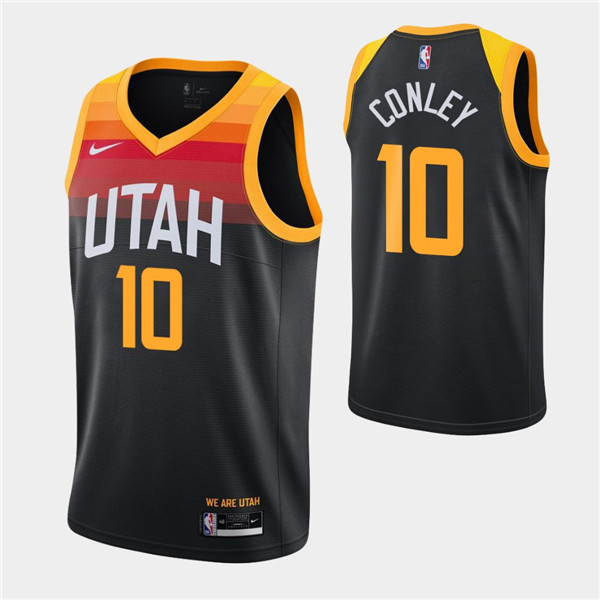 Men's Utah Jazz #10 Mike Conley Black City Edition Stitched Jersey